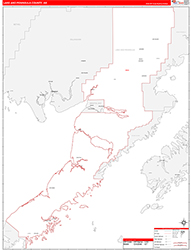 Lake and PeninsulaBorough (County), AK Wall Map Zip Code Red Line Style 2026